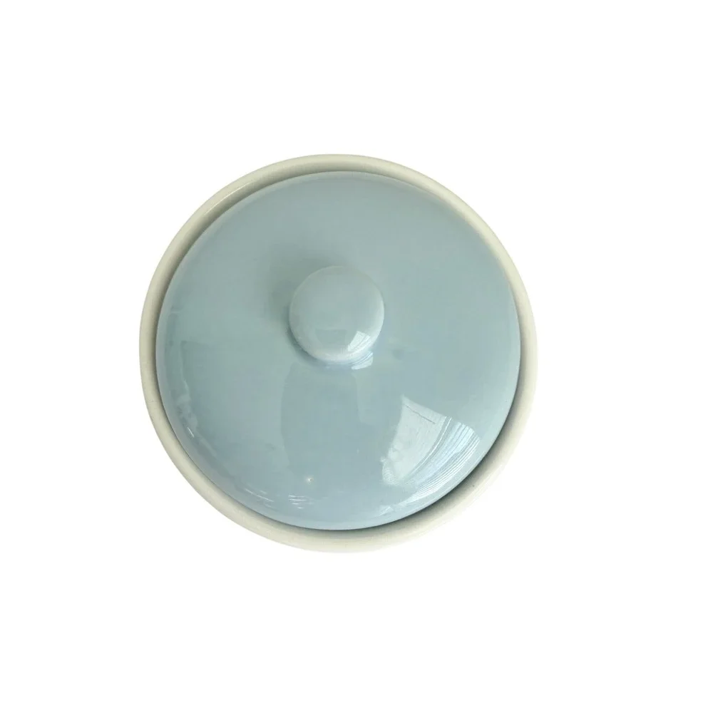 Floral Rose Musical Ceramic Canister White Blue Ribbon Cottagecore 5